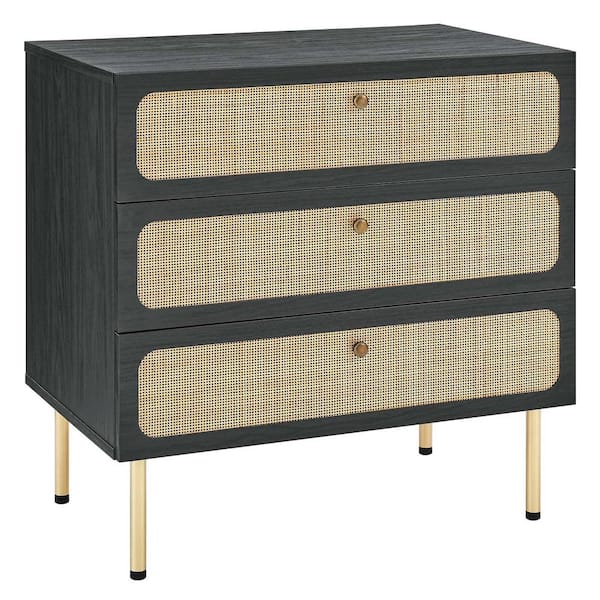 MODWAY Chaucer in Black 3-Drawer 31 in. Chest of Drawers