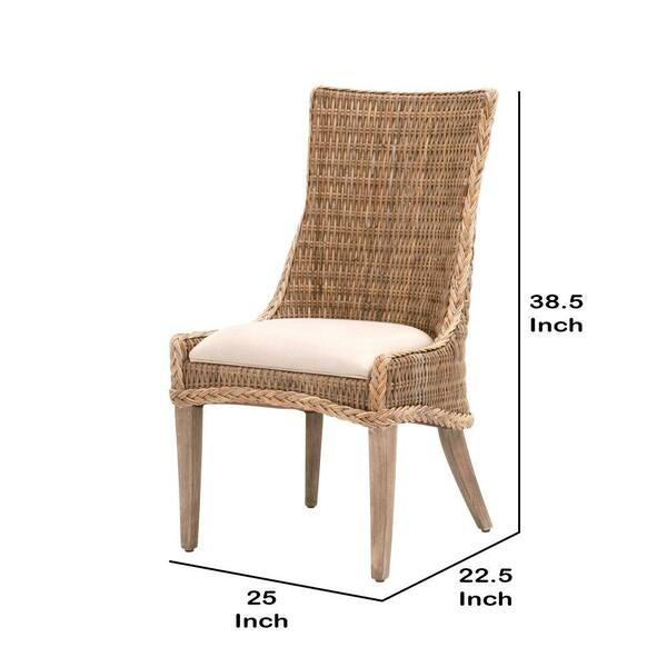 Benjara Brown Fabric Thick Cushion Dining Chair BM287824 - The Home Depot