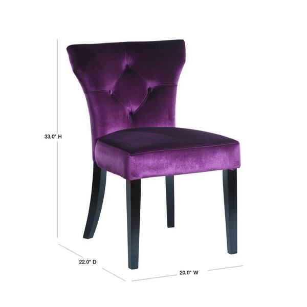 Armen Living Elise Side Accent Chair in Purple Velvet (Set of 2