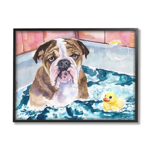 Verdwijnen Retentie Verfijnen Stupell Industries "English Bull"Dog Bathtub Rubber Duck Bubbles" by George  Dyachenko Framed Animal Texturized Art Print 16 in. x 20 in.  ad-443_fr_16x20 - The Home Depot