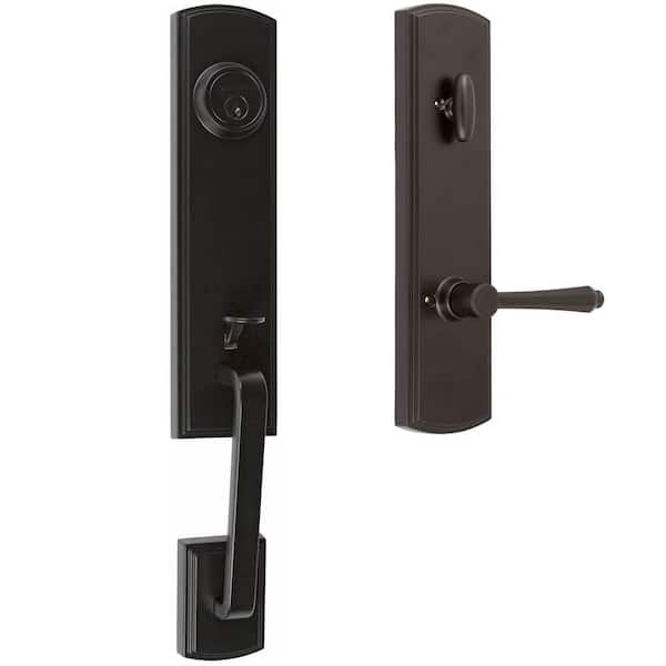 DELANEY HARDWARE Italian Collection Briona Single Cylinder Black Door Handleset with Florini Interior Right-Hand