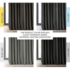 Gunmetal Grey Extra Wide Velvet Rod Pocket Blackout Curtain - 100 in. W x 120 in. L (1 Panel)