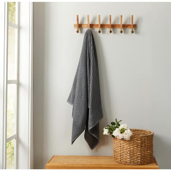 FRESHFOLDS Grey Cotton Lattice Textured Single Bath Sheet