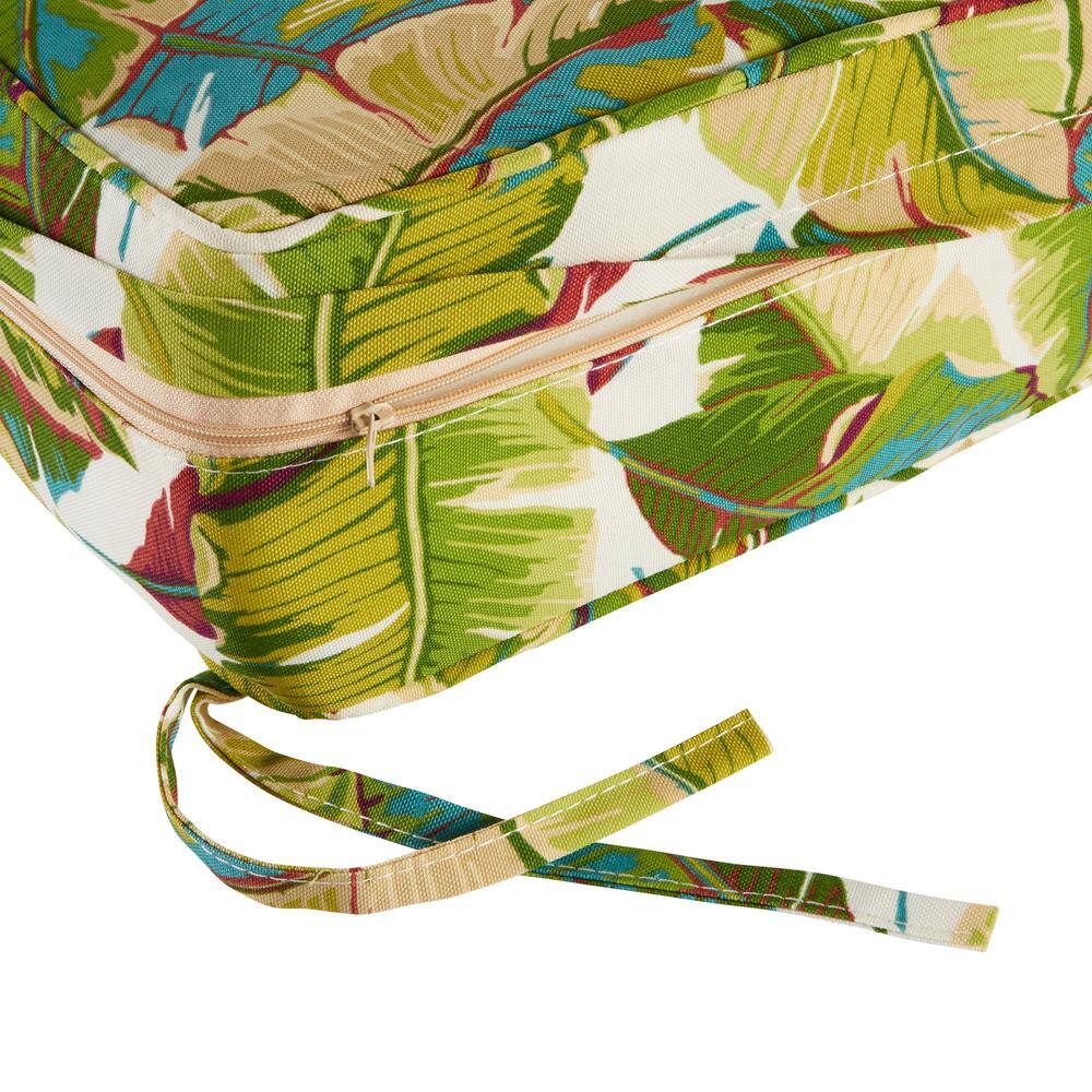 Palm Leaves Multi Green Polyester Deep Seat Chair Cushion Set