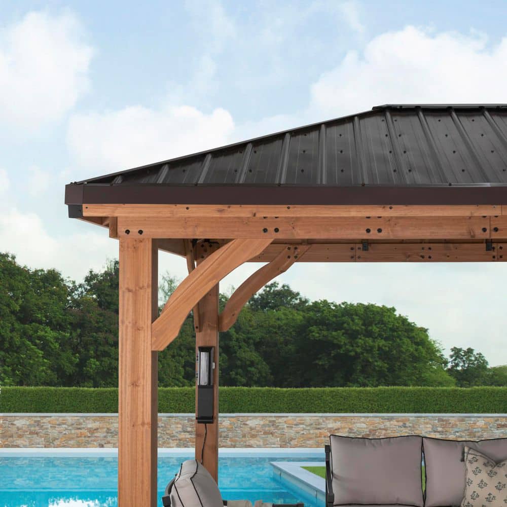 Barrington 10' x 10' Cedar Wood Gazebo with Galvanized Steel Roof