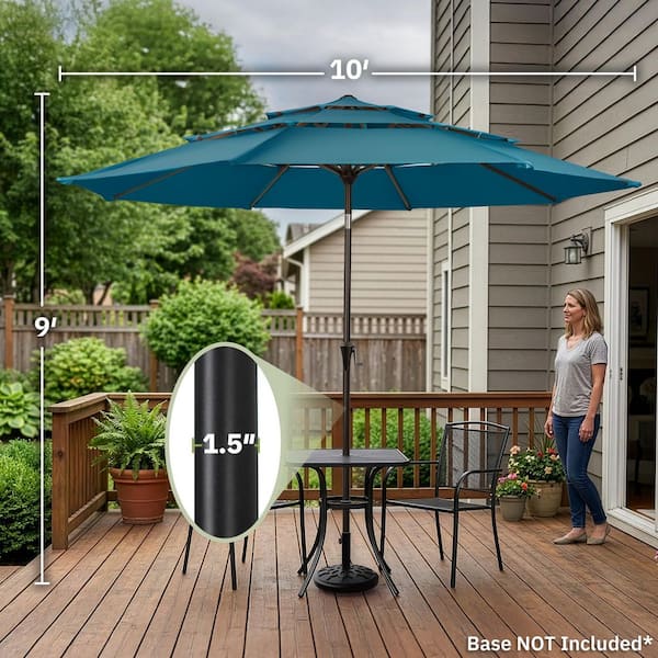 cheap rectangle patio umbrellas 15ft Large Patio Umbrellas with Base Included, Outdoor Double-Sided  Rectangle Market Umbrella with Crank Handle, for Pool Lawn Garden