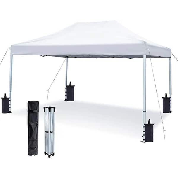 Afoxsos 10 ft. x 15 ft. White Commercial Heavy-Duty Pop Up Canopy Tent ...