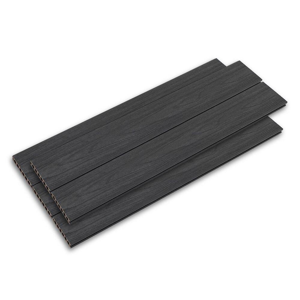 Heavy-Duty 1 in. x 5.4 in. x 8 ft. Black Grooved Hollow Composite Decking Board (5-Pack) price history on PriceWatchPro