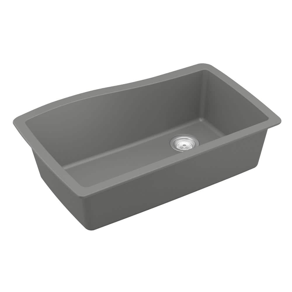Gray Quartz Composite Single Bowl Undermount Kitchen Sink