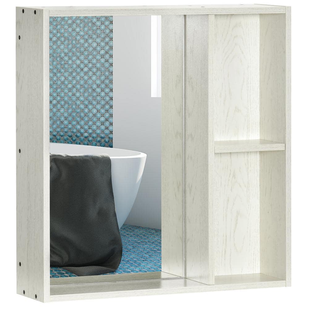 24.75 in. W x 25.5 in. H Rectangular Wood Medicine Cabinet with Mirror, Ove