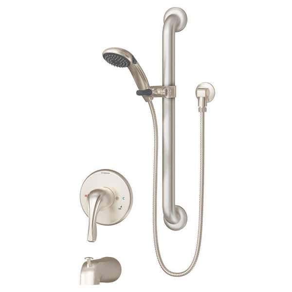 Symmons Origins Single Handle 1-Spray Tub and Shower Faucet 2.0 GPM with Integral Stops in. Satin Nickel (Valve Included)