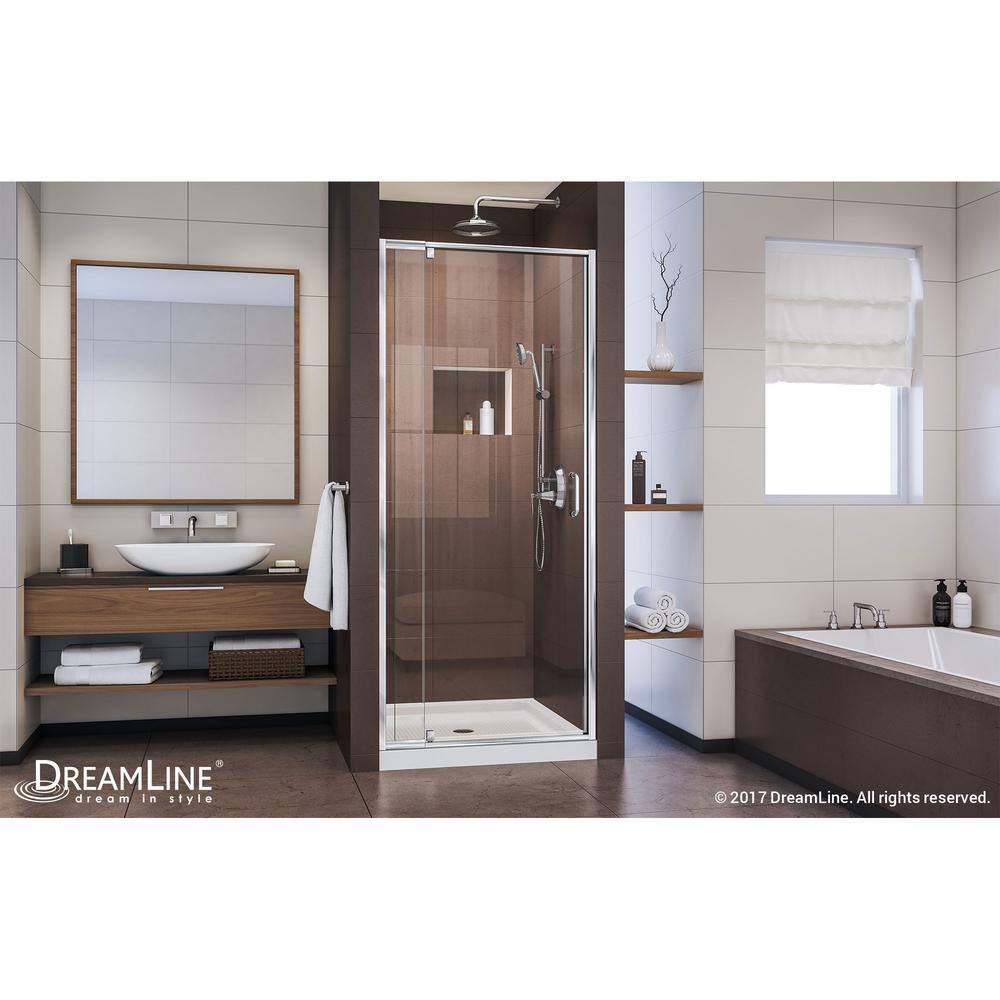 Flex 36" Frameless Chrome Pivot Shower Kit with Clear Glass