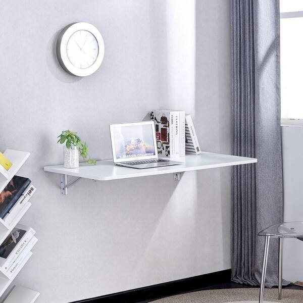 45 in. W x 22 in. D White Wood Decorative Wall Shelf, Wall