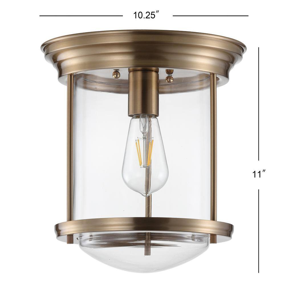 Savannah 10.25" Brass and Glass LED Flush Mount Light