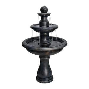 45.2 in. H Cement Outdoor Floor Water Fountain 3-Tiers Zen Garden Cascading Waterfall with Pump for Patio, Yard, Lawn