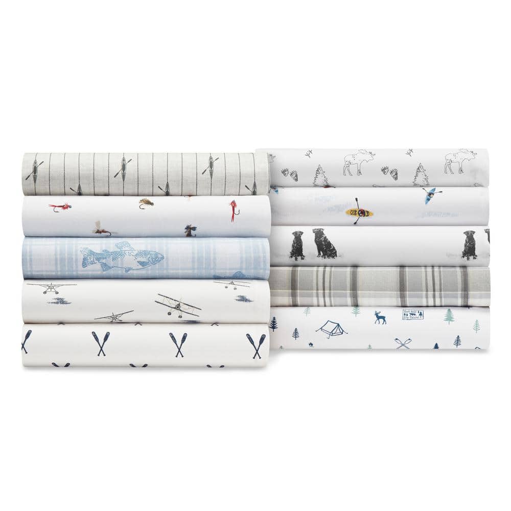 Twin White Cotton Percale Nautical Sheet Set