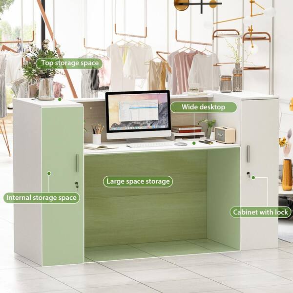 FUFU&GAGA 70.9 in. W Rectangular White and Wood Grain Wooden