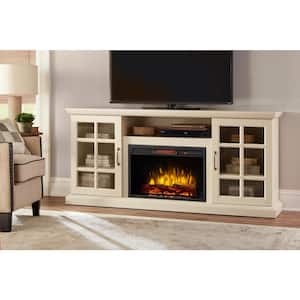 Edenfield 70 in. Freestanding Infrared Electric Fireplace TV Stand in Aged White