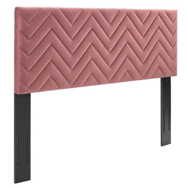 MODWAY Mercy Chevron Tufted Performance Velvet Full/Queen Headboard in Dusty Rose