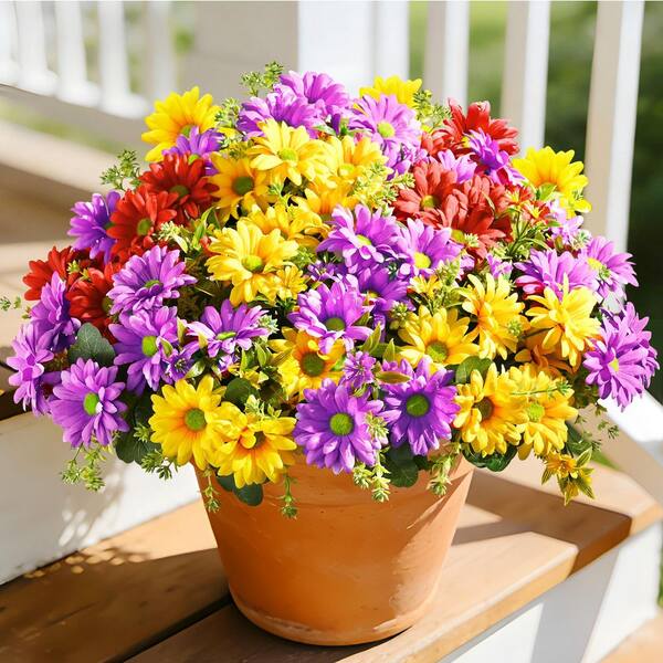 6 Bundles 13 in. Multi-Colored Indoor/Outdoor Artificial Daisy