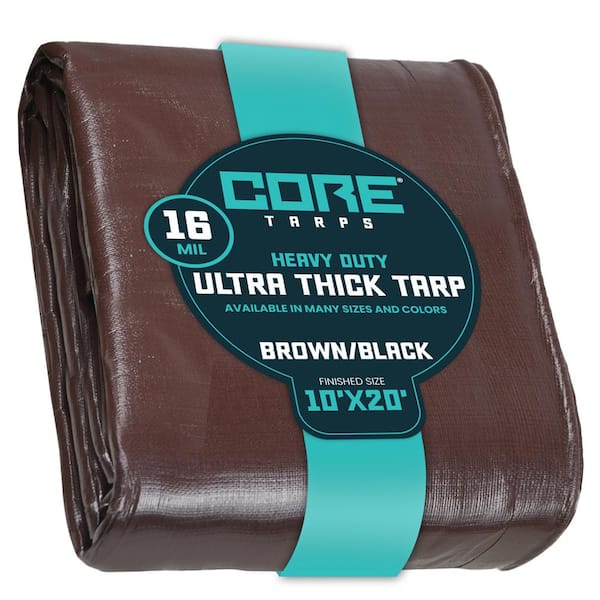 10' x 12' Super Heavy Duty 16 Mil Brown Poly Tarp Cover - Thick Waterproof,  UV Resistant, Rip and Tear Proof Tarpaulin with Grommets and Reinforced