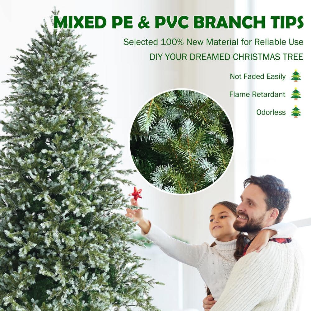 8ft Green Artificial Spruce Christmas Tree with Metal Stand