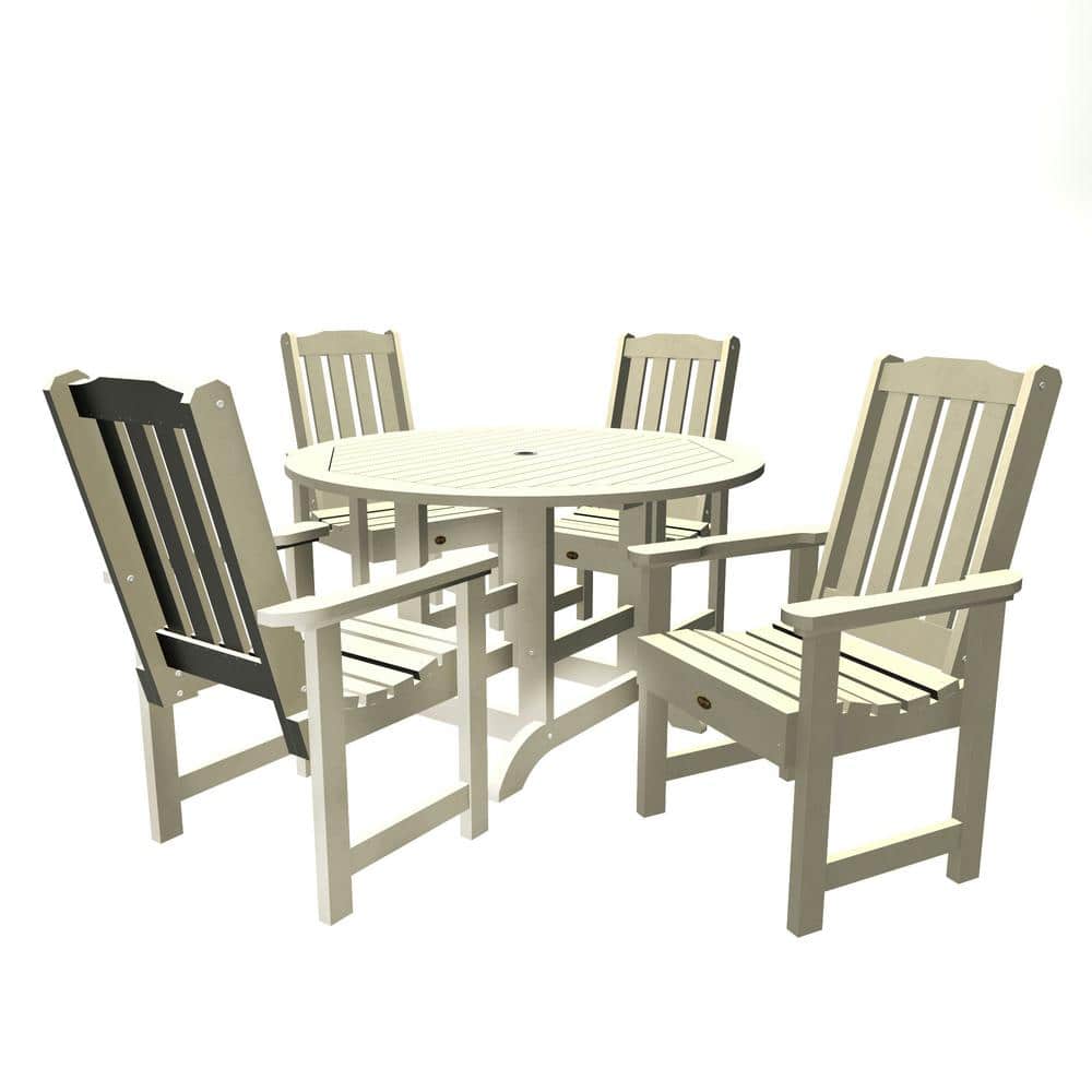 Highwood Springville 5Pieces Round Recycled Plastic Outdoor Dining Set CMST3SQ48LDWAE The