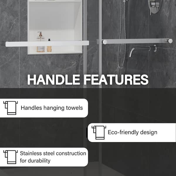 CASAINC 48 in. W x 76 in. H Double Sliding Frameless Shower