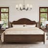 OrangeOne Aubel Dark Walnut Brown Mid-Century Solid Wood Frame King Size Platform Bed with Herringbone-Inspired Pattern Headboard ABL-DWAL-K21AB