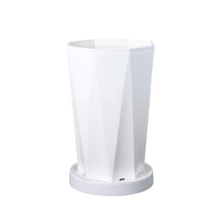 11.8 in. x 19.7 in. White Thickened Geometric Resin High Profile Decorative Flowerpot with Tray