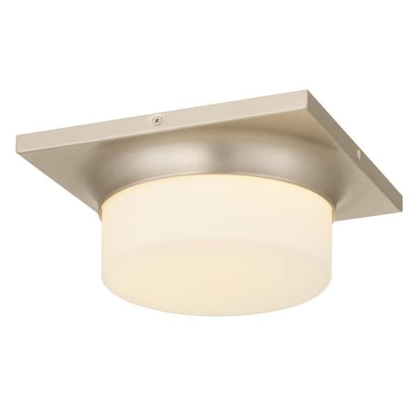 BRIXON Grande 10 in. Brushed Nickel 5 CCT LED Flush Mount with Etched Opal Glass Shade