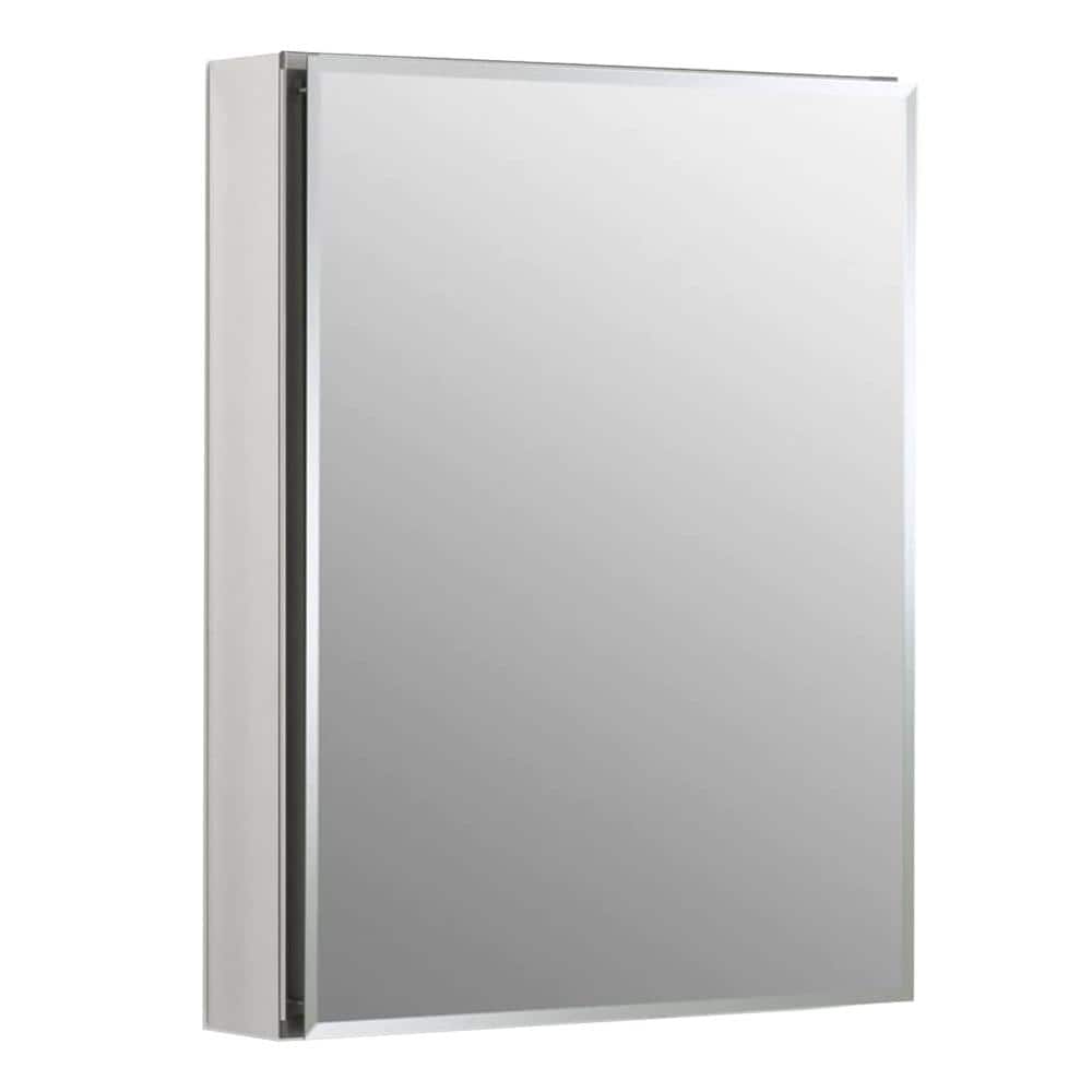 20 in. W x 26 in. H Middle Rectangular Silver Aluminum Recessed Surface Mount Medicine Cabinet with Mirror