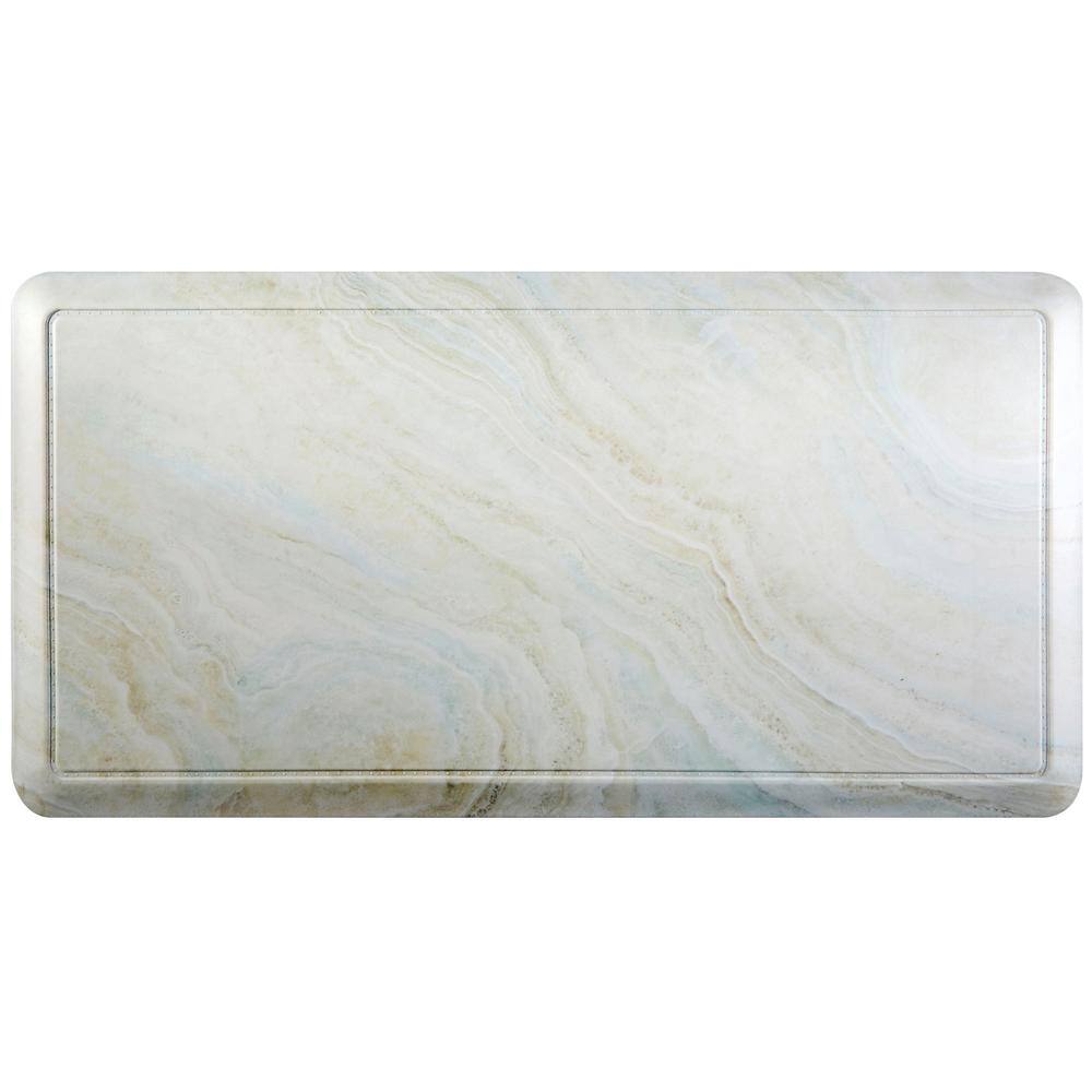 Home Dynamix Cat Cora Grey/Blue 19.6 in. x 39 in. Printed Marble Anti Fatigue Kitchen Mat 20