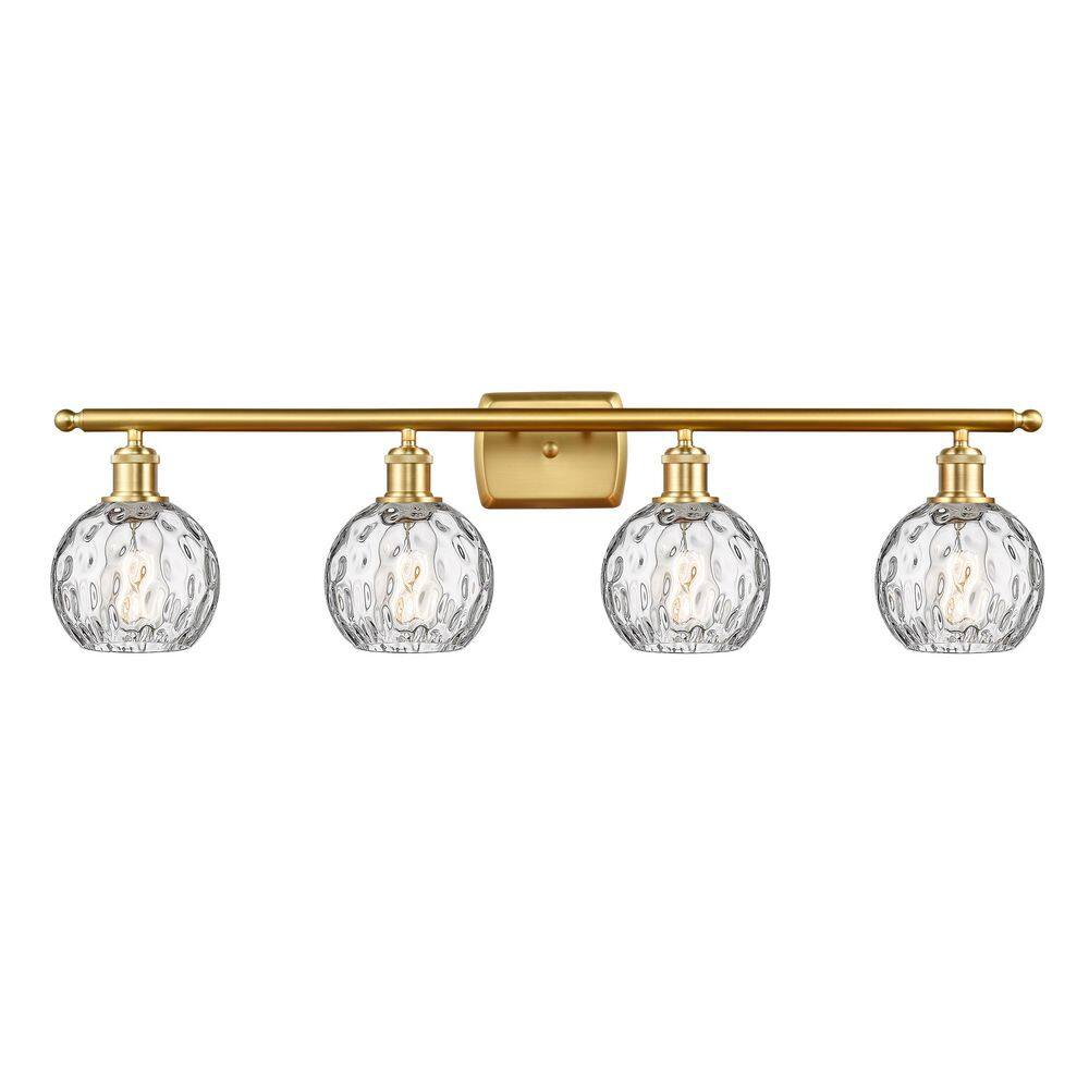 Athens Water Glass 36 in. 4-Light Satin Gold Vanity Light with Glass Shade price history on PriceWatchPro
