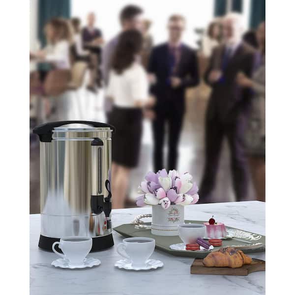 Garvee 100 Cup Fast Brew Stainless Steel Coffee Urn and Hot Water Dispenser with Keep-Warm Mode