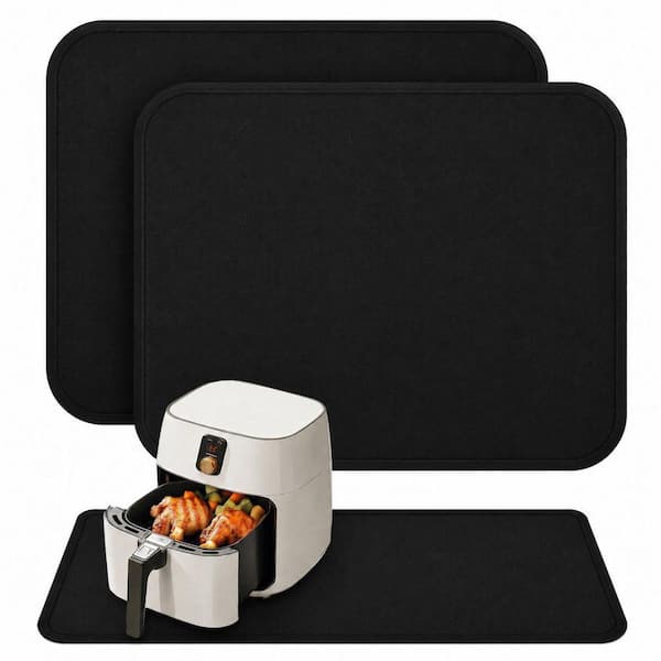 15x18 in. Black Silicone Heat Resistant Countertop Mat for Air Fryer, Oven and Deep Fryer, 2 Pack