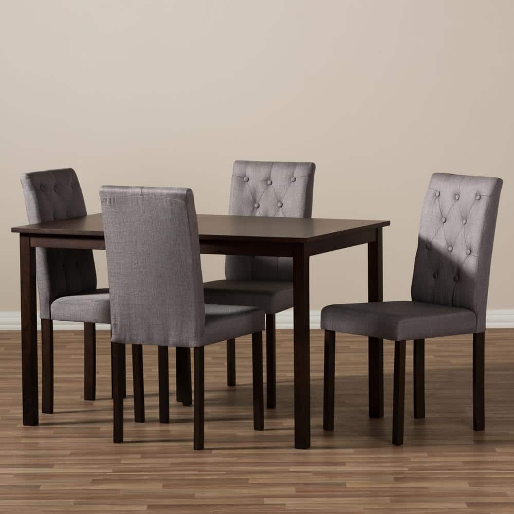Gardner 5-Piece Dark Brown and Grey Rubberwood Dining Set