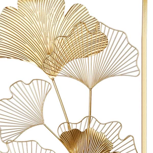 2 Pieces Modern Metal Ginkgo Leaves Wall Decor For Living Room Home Hanging  Art in Gold