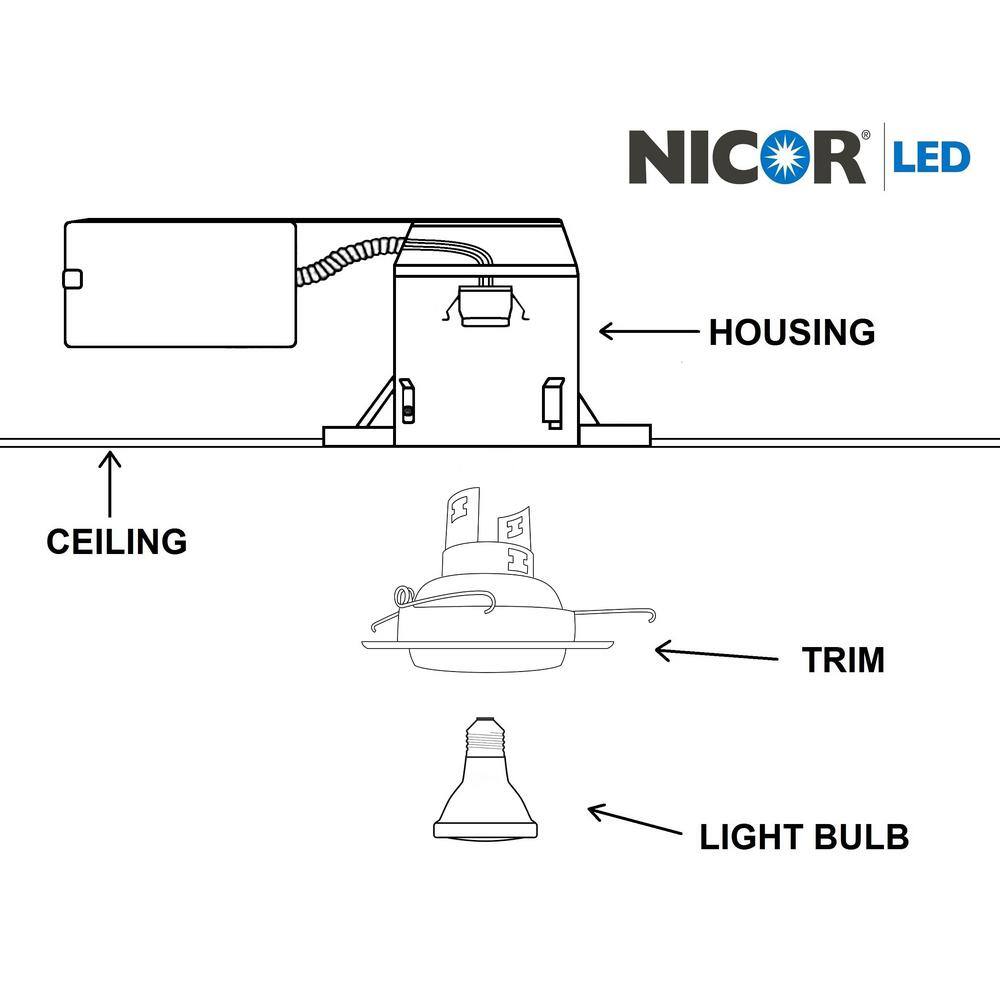 5'' White Adjustable Steel LED Recessed Trim