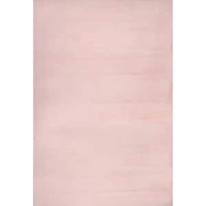 Layne Soft Silky Faux Rabbit Fur Pink 5 ft. x 8 ft. Indoor Area Rug