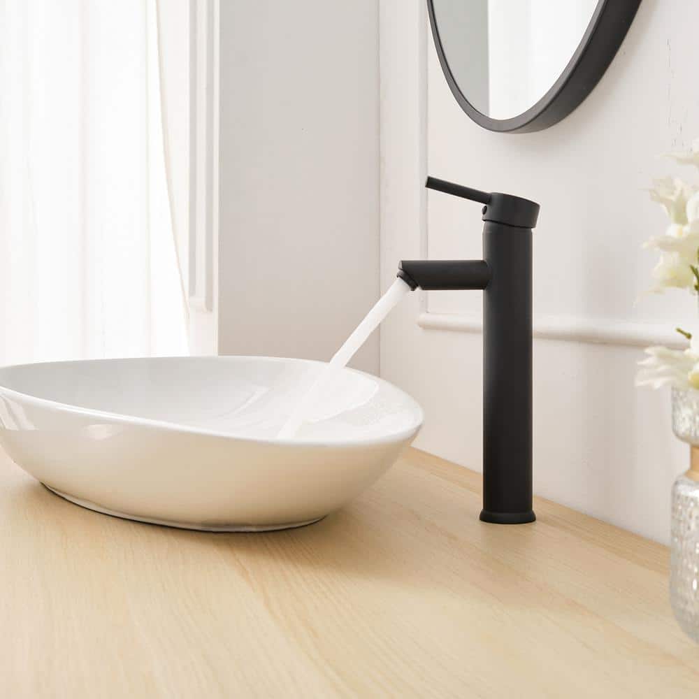 Matte Black Single Handle Vessel Sink Faucet