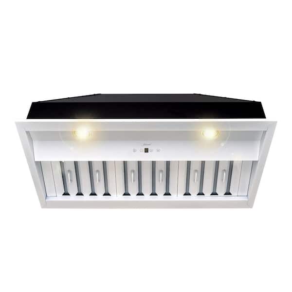 Akicon 36 in. Ducted Ultra Quiet Under Cabinet Range Hood in Satin White Stainless Steel with Dimmable Lights 3-Speeds 600CFM