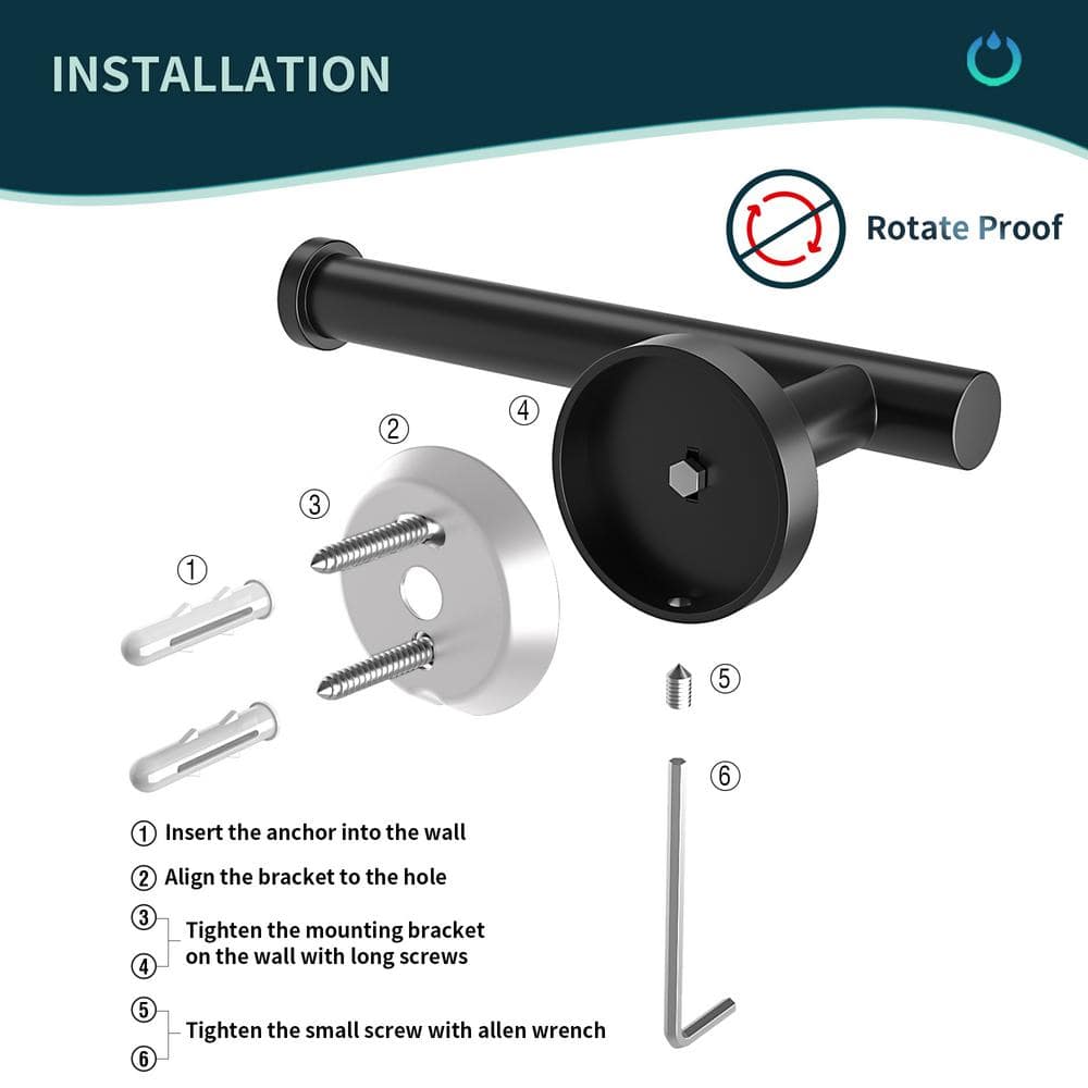 Matte Black 5-Piece Stainless Steel Bathroom Hardware Set