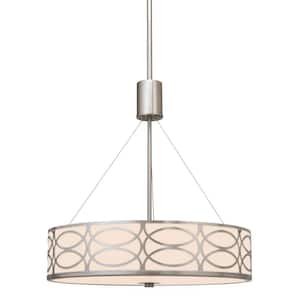 Sienna 60-Watt 3-Light Brushed Nickel Transitional Chandelier with White Shade, No Bulb Included