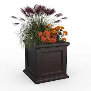 Fairfield 24in Espresso Square Resin Outdoor Self Watering Planter (24 in. L x 24 in. W x 24 in. H)