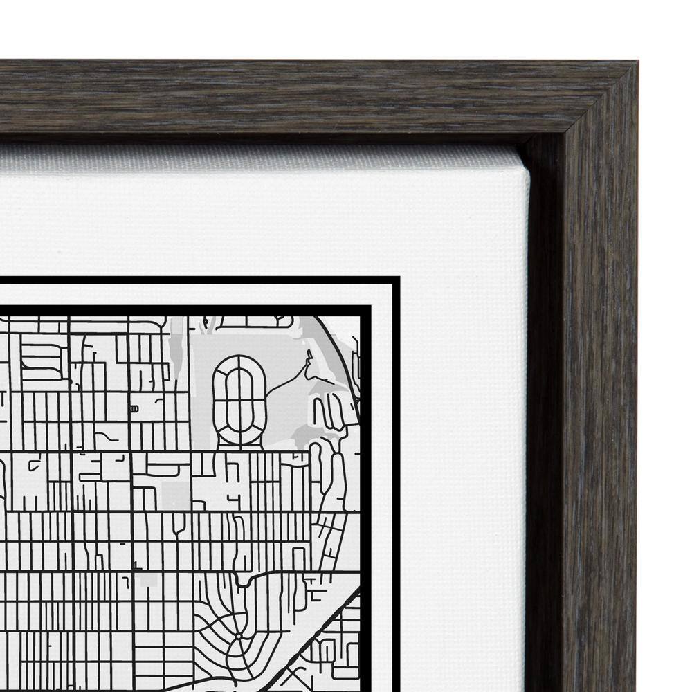 Seattle Modern Map Framed Canvas Wall Art, 18x24, Dark Gray