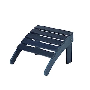 HDPE Plastic Outdoor Adirondack Ottoman Footrest in Solid Navy Blue