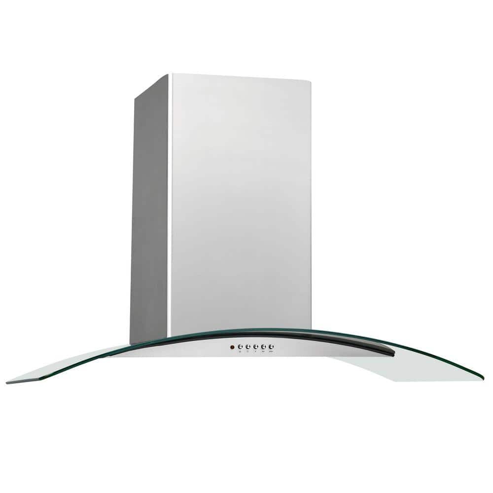 Frigidaire 42 in. Convertible Glass Canopy Island Range Hood in Stainless Steel, Silver