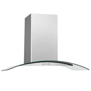 42 in. Convertible Glass Canopy Island Range Hood in Stainless Steel