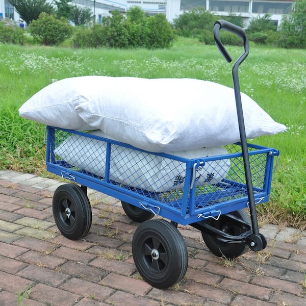 OLUMAT 3.5 cu. ft. Metal Garden Cart, Blue